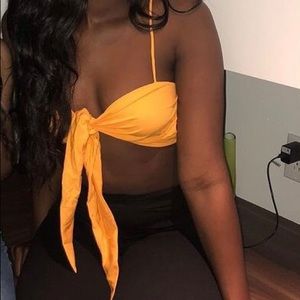 Orange wrap crop top